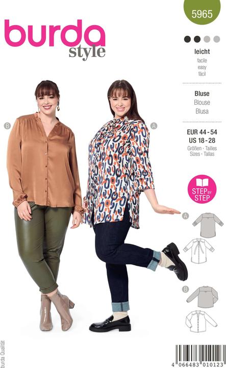 Actual product image Pattern blouse - with shoulder yoke and stand-up collar