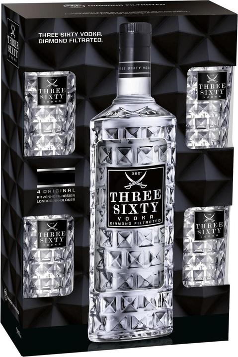 Image du produit Three Sixty Coffret cadeau avec 4 verres 3 litres / 37,5 % Allemagne (1 x 300 cl)