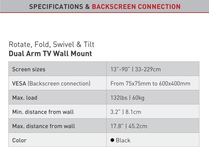 Image du produit Barkan WH 464 (Mur, 90", 60 kg)