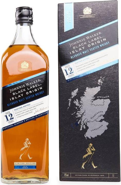 Immagine prodotto Johnnie Walker Black Label Islay Origin 12 Years Blended Scotch Whisky con cassa (Miscelato Whisky, Whisky scozzese)
