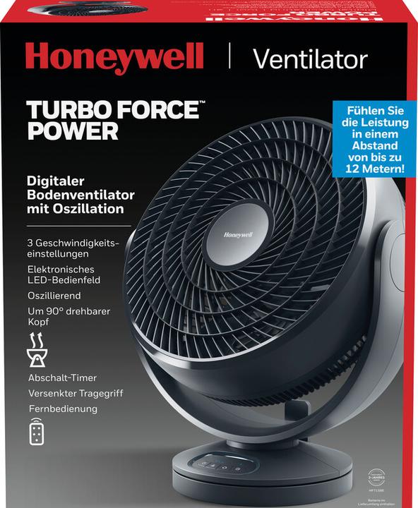 Actual product image Honeywell HF715BE4 Black Turbo Force Floor Fan with Oscillation (64 dB)