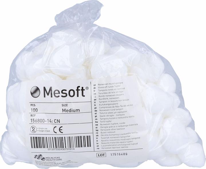 Actual product image Mölnlycke MESOFT NW round swab 35mm non-sterile