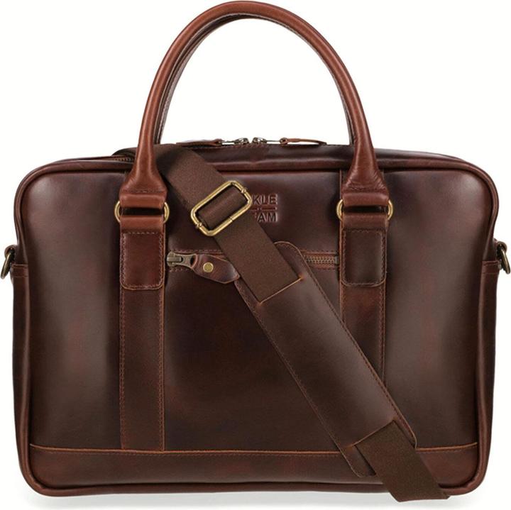Produktbild Buckle & Seam Leder Business Briefcase Everett Braun / Stripe (7 l, Handgepäck (bis 50l))