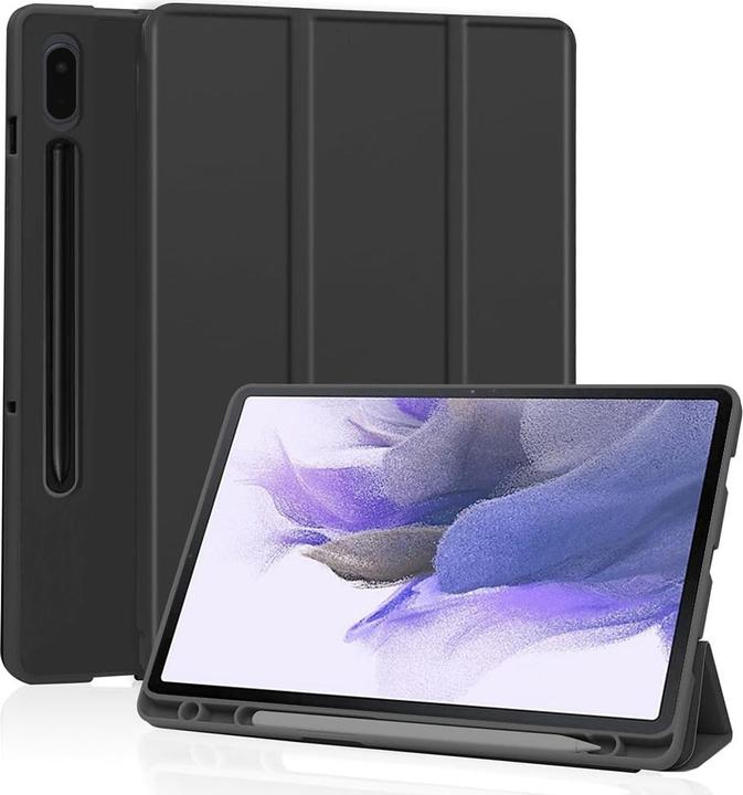 Techsuit - Flex Trifold (with Pencil Holder) - Samsung Galaxy Tab S7 FE - Black (Galaxy Tab S7 FE)