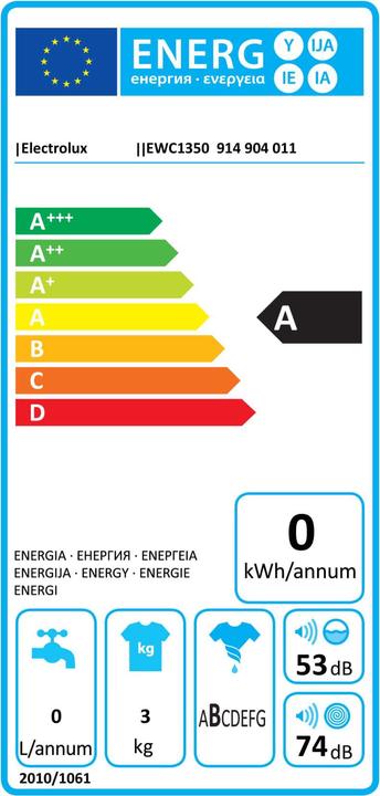 Etichetta energetica Electrolux Cae1350 (3 kg, A sinistra)