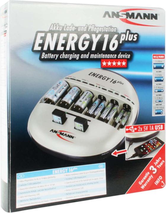Immagine prodotto Ansmann Energia 16 Plus (1 pz., C, D, AA, AAA, 9V Block, Caricabatterie senza batteria)