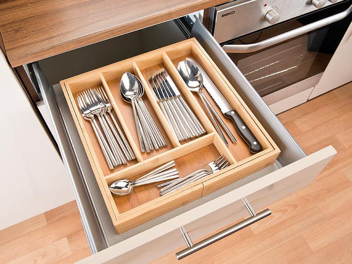 Image du produit Rosenstein & Söhne Lot de 2 range-couverts variables en bambou