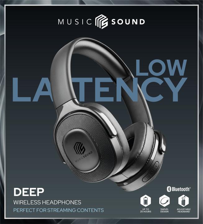 Produktbild Music Sound Music+Sound DEEP Bluetooth-Kopfhörer schwarz on-ear max.25h Laufzeit 1 (keine Geräuschunterdrückung, 25 h, Kabellos)