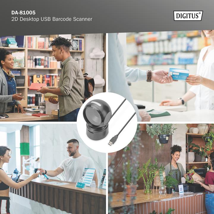 Produktbild Digitus 1D 2D Barcode Scanner Desktop (1D-Barcodes, 2D-Barcodes)