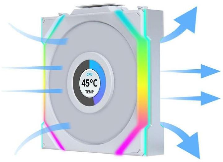 Produktbild Lian-Li UNI FAN SL Wireless LCD Lüfter, ARGB, PWM - 120 mm, weiss (120 mm, 1 x)