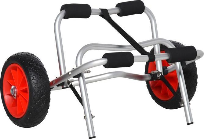 Swisshandel24 Alu Kanuwagen Kajakwagen Surfwagen klappbar mit Gurt Kunstleder-Räder Silber bis 75 kg 68x44,5x40cm