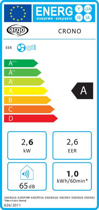 Etichetta energetica Argo Crono (24 m², 10000 BTU/h)