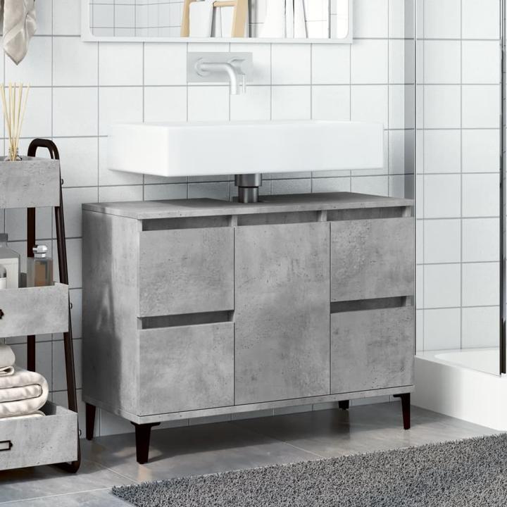 Image du produit VidaXL Waschbeckenunterschrank Unterschrank Badschrank Betongrau Holzwerkstoff (80 x 33 x 60 cm)