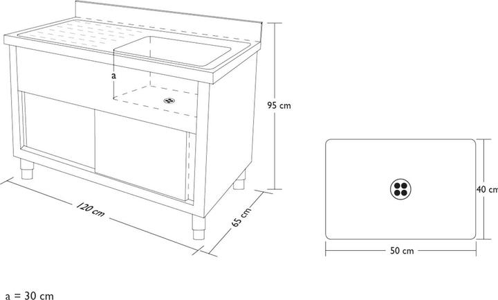 Immagine prodotto Royal Catering Lavello per cucina - 120 cm (30 cm, 120 cm)
