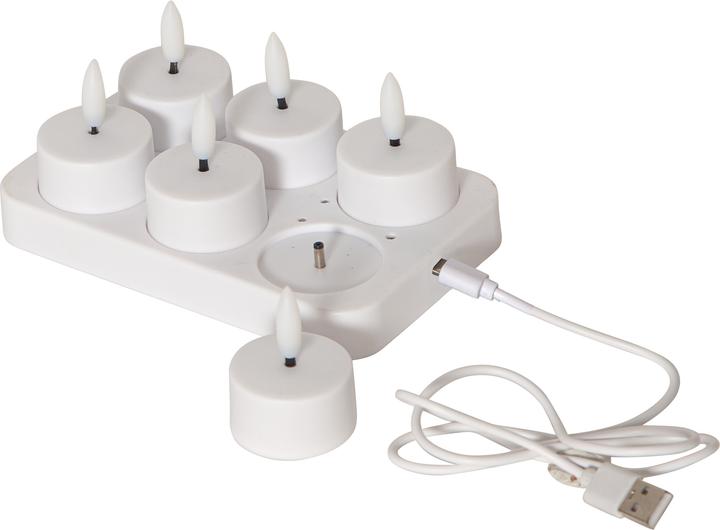 Image du produit Star Trading Lot de 6 bougies chauffe-plat LED Flamme Charge, Blanc (6 x)