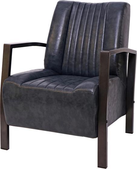 Swisshandel24 Sessel, Loungesessel Polstersessel Relaxsessel, Metall Industriedesign - vintage grau