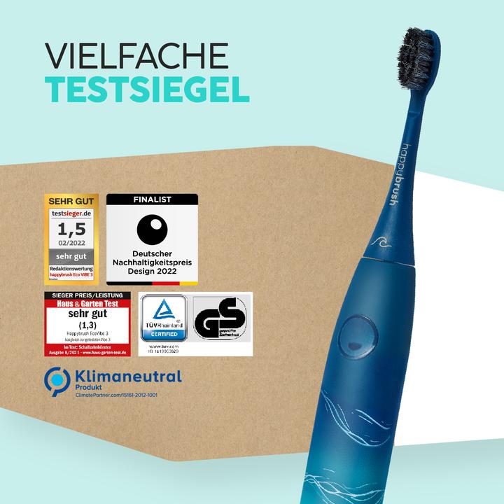 Immagine prodotto happybrush ECO VIBE 3 Starter Kit Oceano (Spazzolino sonico)