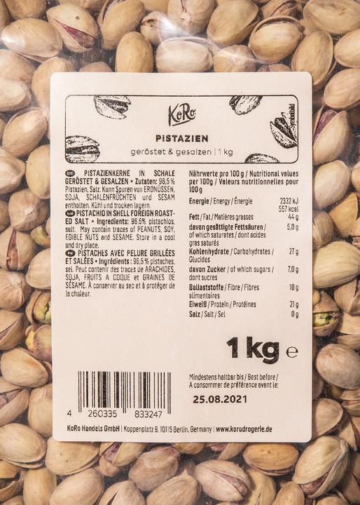 Actual product image KoRo Pistachio kernels in shell, roasted & salted (1000 g)