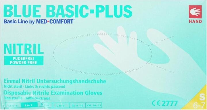 Actual product image 3A Blue Basic Plus Basic line by med-Comfort Nitrile powder-free, 200 pieces, blue (S)