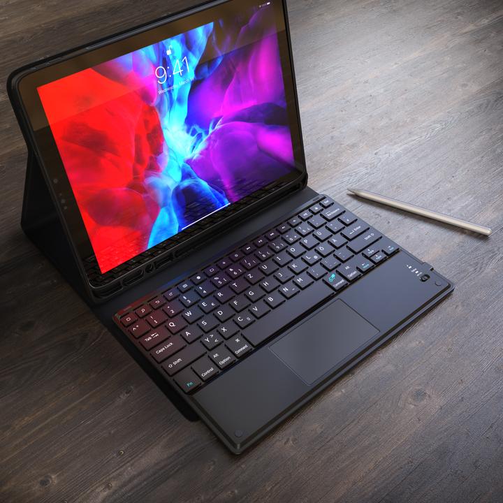 Produktbild Aplic Bluetooth Tablet Tastatur für iPad Pro 12,9 Zoll Gen 3 + 4, 280 mAh Akku, Keyboard mit Case (DE)