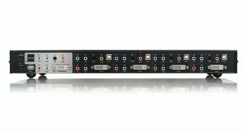 Actual product image Iogear 4-Port Dual Link DVI KVMP Switch with 7.1 Audio and Cables
