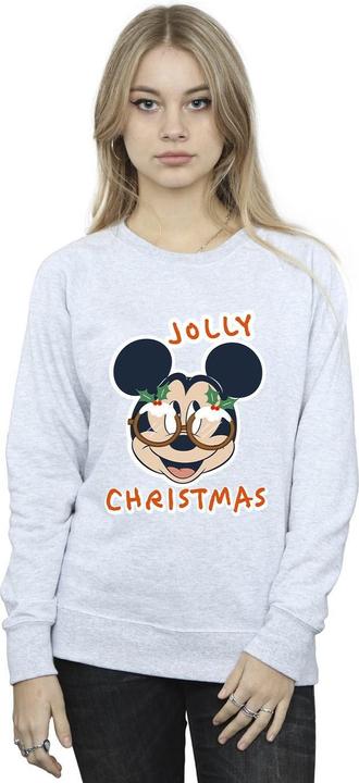 Actual product image Disney Womens/Ladies Mickey Mouse Jolly Christmas Glasses Sweatshirt (L)