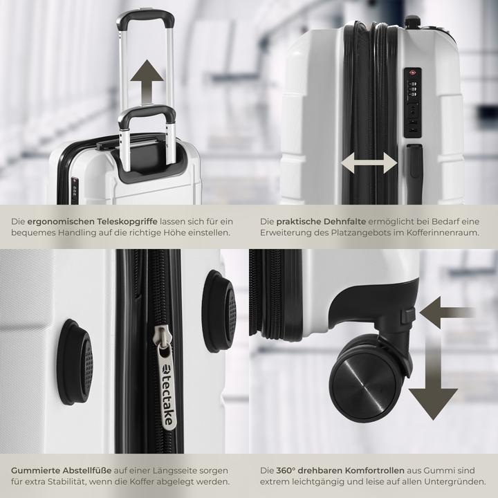 Immagine prodotto tectake Set di valigie rigide Brice 3 pz., lucchetto TSA (111 l, M (50 - 90l), L (90 - 115l), XL (da 115l))