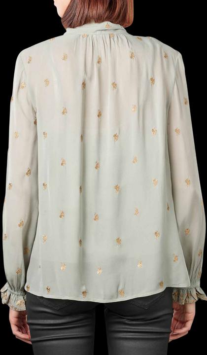 Actual product image Scotch & Soda Embroidered Blouse Tie Neck Grey Sheer (XL)