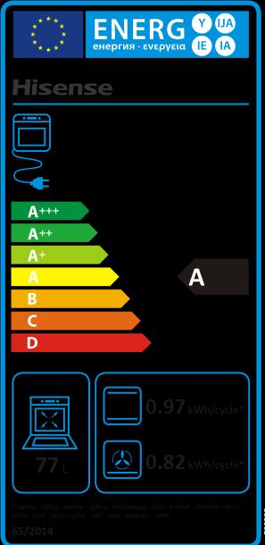 Label énergétique Hisense BSA66226AX four 77 L 3500 W A Noir, Gris, Inox