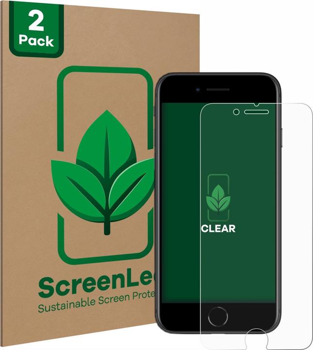 Actual product image ScreenLeaf Protective film sustainable screen protector screen protector film clear transparent (2 Piece, Apple iPhone SE (2nd Gen))