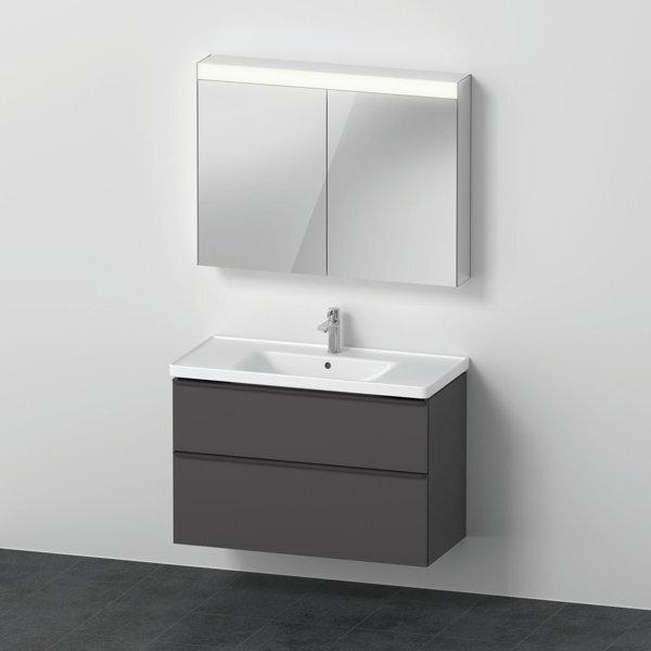 Duravit D-Neo Möbel-Set, Möbelwaschtisch mit Waschtischunterschrank wandhängend und LED Spiegelschrank, 1