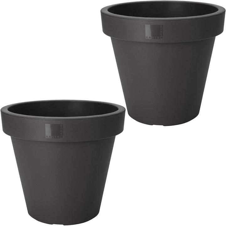 Produktbild ProGarden 2er-Set Blumentopf rund, anthrazit, Pflanztopf aus 100% recyclebarem Kunststoff, Ø 25 cm (25 cm)