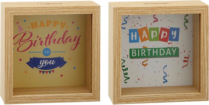 Immagine prodotto Roost Salvadanaio Compleanno 53194 Legno, ass. 14x14x6cm (14 x 14 x 6 cm)