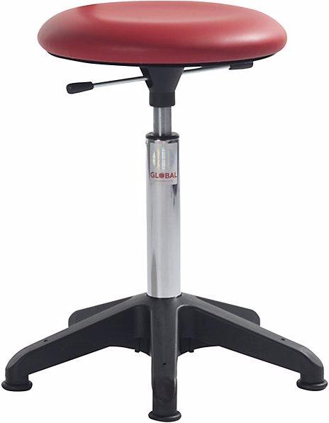 Produktbild Global Stole Arbeitshocker, höhenverstellbar, mit Bodengleitern, rot, Höhe 490 - 680 mm