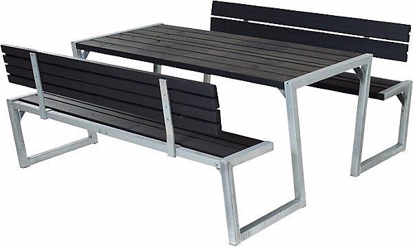 Image du produit Plus Garten Ensemble bancs et table, longueur 1760 mm, avec dossier, noir.