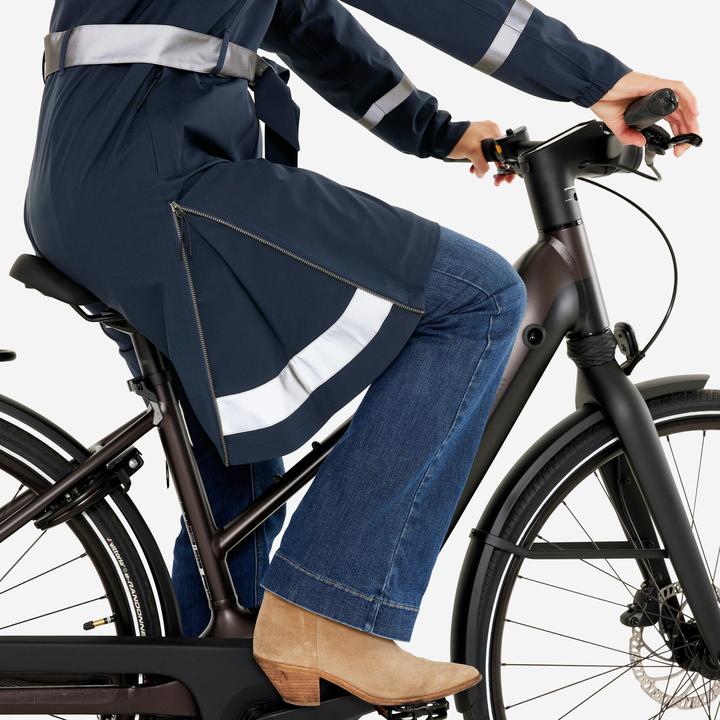 Actual product image Btwin Rain trench coat City 940 waterproof ladies navy blue (M)