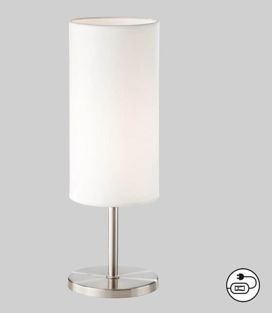 Immagine prodotto FHL easy FHL Lampada da tavolo Kira paralume in lino rotondo E14 nichel-bianco 850265 (E14)
