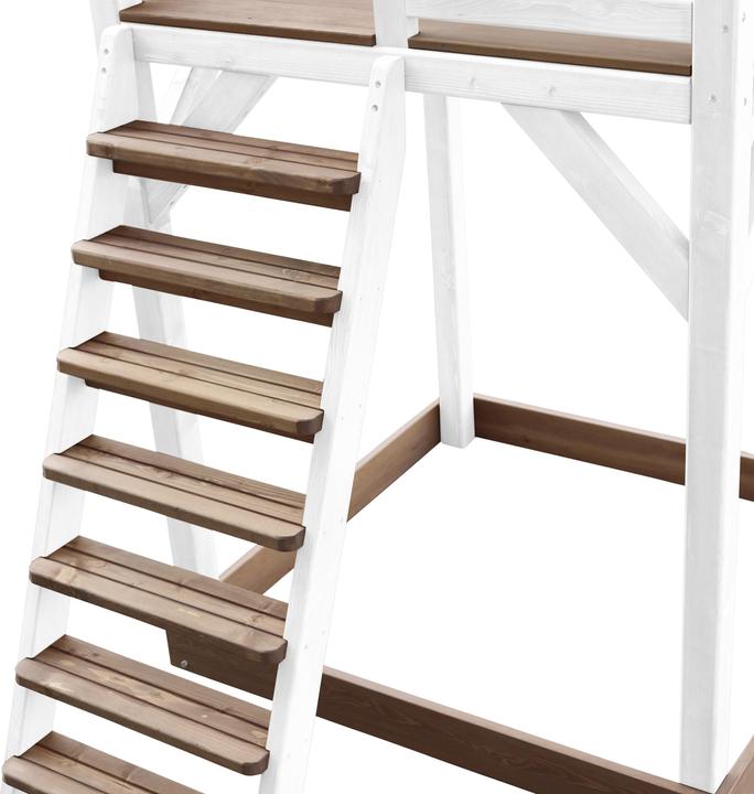 Produktbild Axi Beach Tower Spielturm mit Einzelschaukel Braun/weiss - Blaue Rutsche