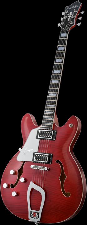 Produktbild Hagstrom E-Gitarre, Super Viking, Wild Cherry Transparent Flame, Links (Halbakustik Gitarre)