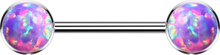 Star Piercing Threadless Barbell silber Scheibe front mit Opal violett (ohne Messing, Titan G23)
