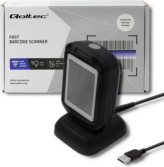 Immagine prodotto Qoltec 50864 Lettore di codici a barre Lettore di codici a barre fisso 1D/2D LED (Codici a barre 1D, Codici a barre 2D)
