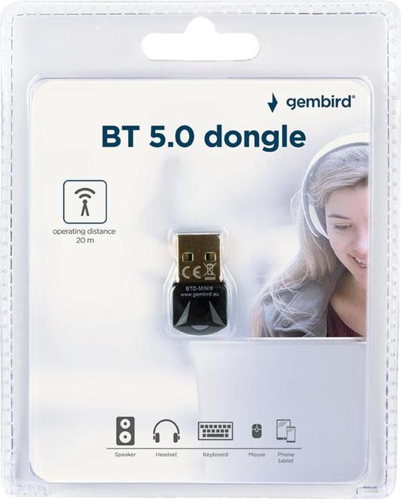 Actual product image Gembird Wrl Dongle Blueth5 Usb/Btd-Mini6 (Transmitter & Receiver)