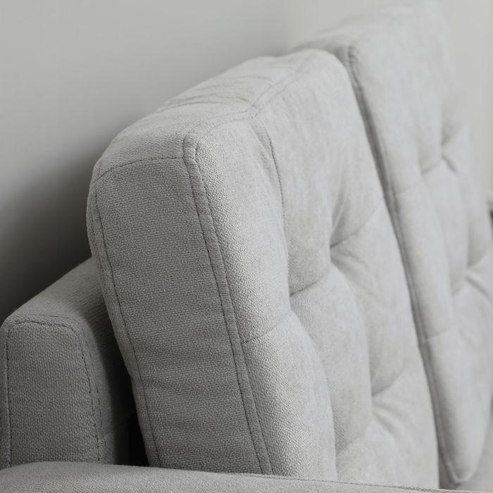 Produktbild Swisshandel24 Zweisitzer-Sofa mit Stauraum, Knopfheftung, Kissen, Kautschukbaumholz, 117x62x78cm, Hellgrau (2-Sitzer)