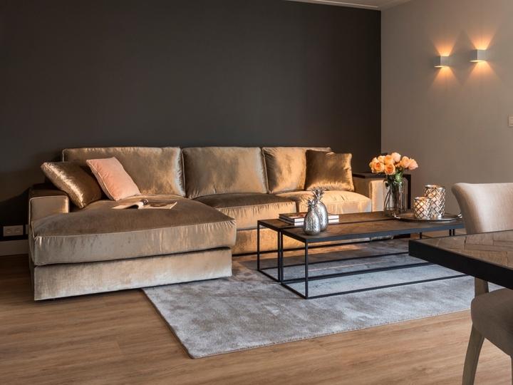 Actual product image Richmond Interiors Santos Corner Sofa Ottoman left silver brown 312 (Corner sofa)