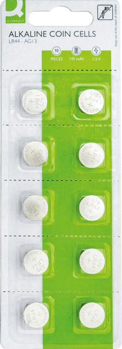 Produktbild Q-Connect Alkaline Knopfzellen (10 Stk., LR44, 145 mAh)