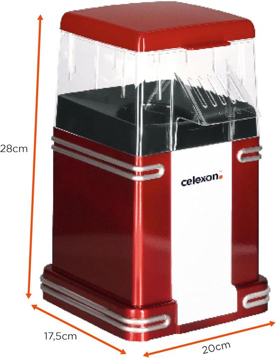 Actual product image Celexon CinePop CP250 Popcorn machine in retro look incl. lid for dosing Filling quantity approx. 100g Ma