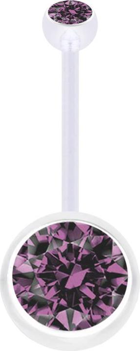 Produktbild Star Piercing Banane Schwangerschaft transparent mit zwei Kugeln Kristall gross hellviolett (Bioflex, ohne Messing)