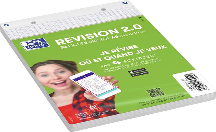 Actual product image Oxford Fiches bristol REVISION 2.0, A5, blanc (A5, 250 g/m²)