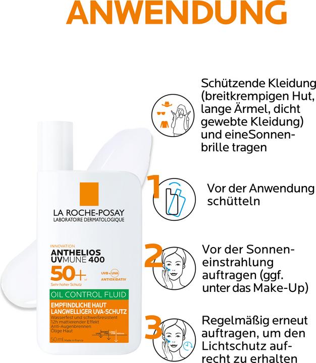 Immagine prodotto La Roche Posay Fluido antiolio Anthelios UV Mune (Crema solare viso, SPF 50+, 50 ml, 49 g)