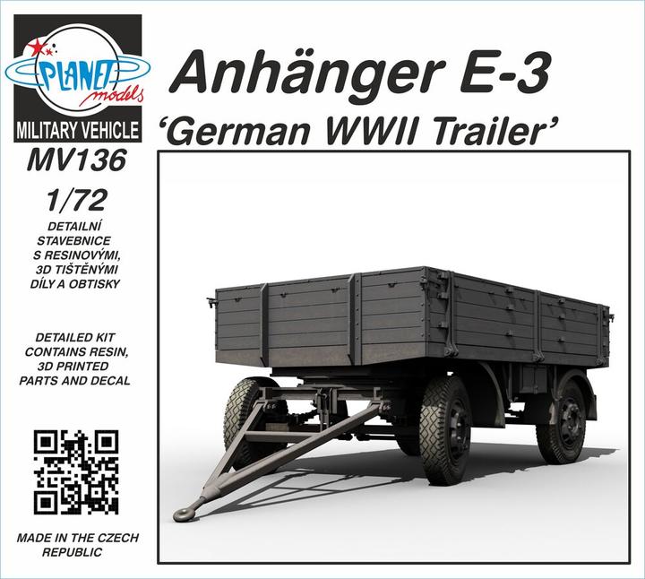 Planet Models Trailer E-3 'German WWII Trailer'